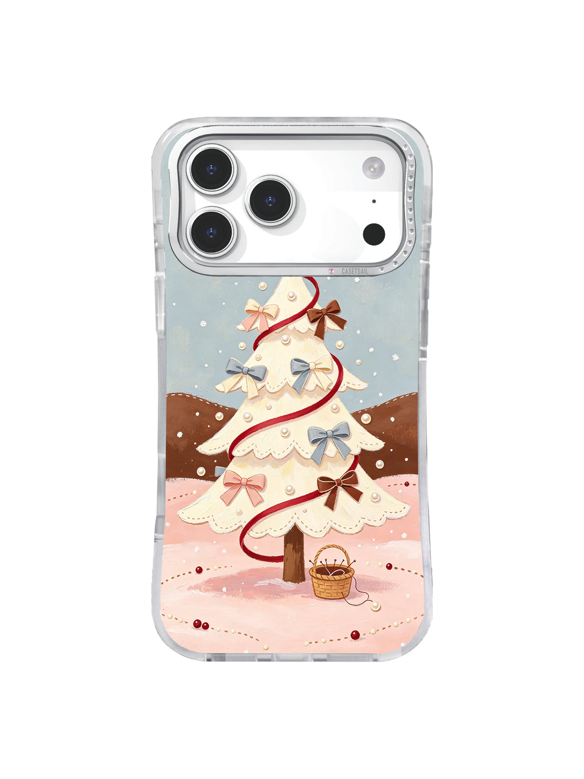 Blush Bow Snow Tree coquette winter iPhone 17 Pro case pattern 5