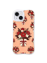 Blush Holiday Bouquet iPhone 15 case with large romantic holiday bouquet