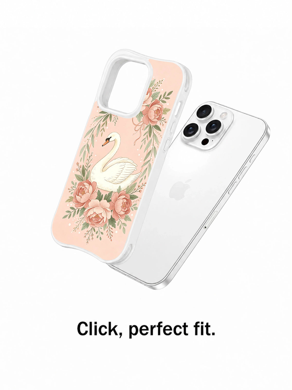 Romantic floral swan iPhone 15 Pro Max case view 4