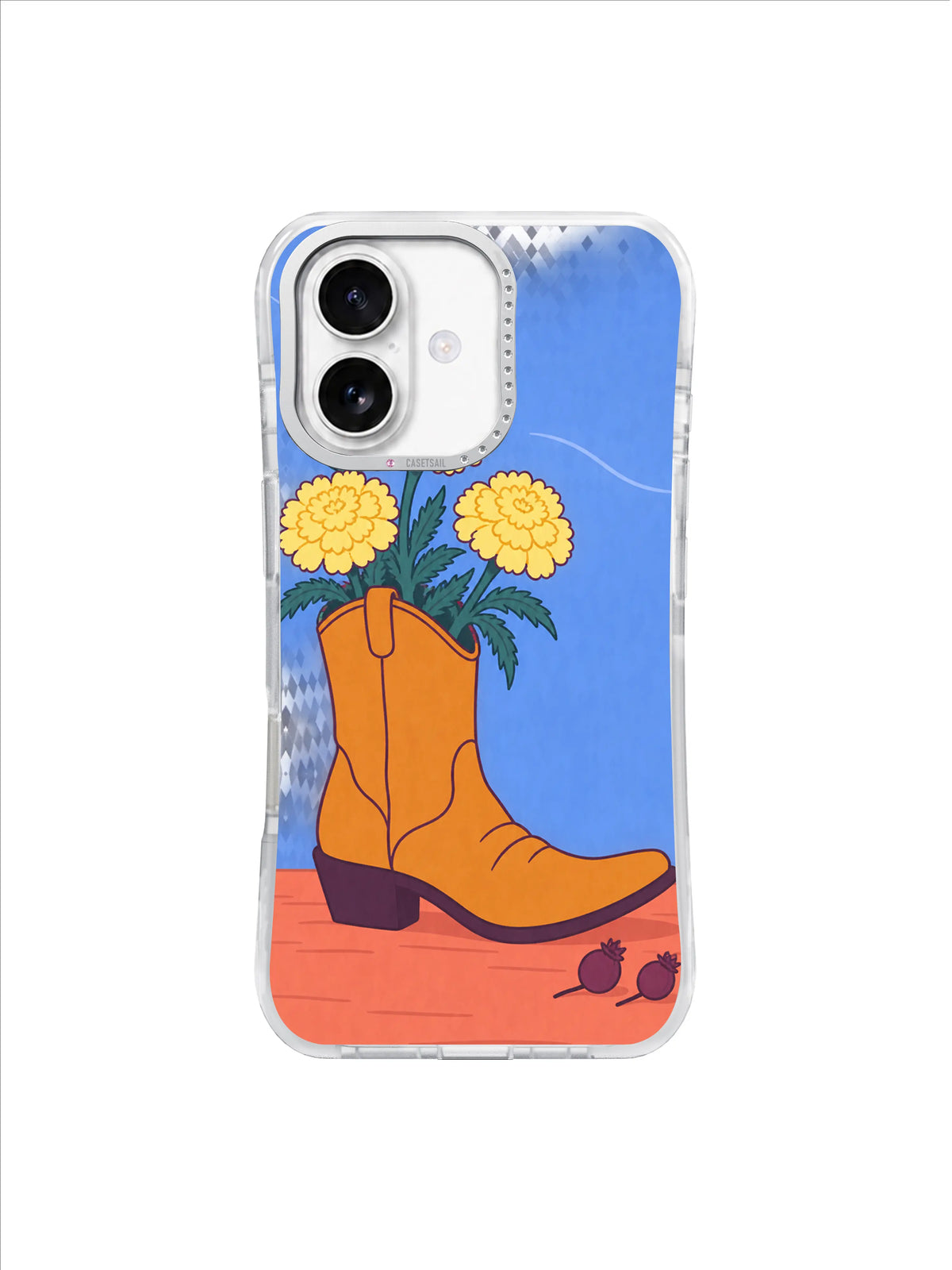 Coral Sill Seedpods artwork on an iPhone 17 case by Mila Vardon