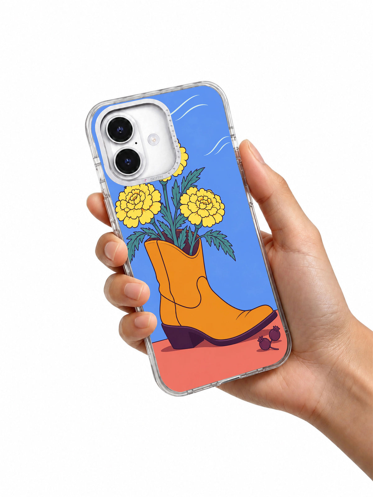 Bootful of Afternoon iPhone 17 Case held in hand