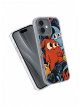 Angled two-phone view of borrowed courage artwork phone case