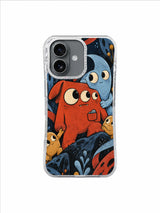 Vermilion pocket creature and icy-blue companion on ink navy for A Pocketful of Borrowed Courage iPhone 17 Case