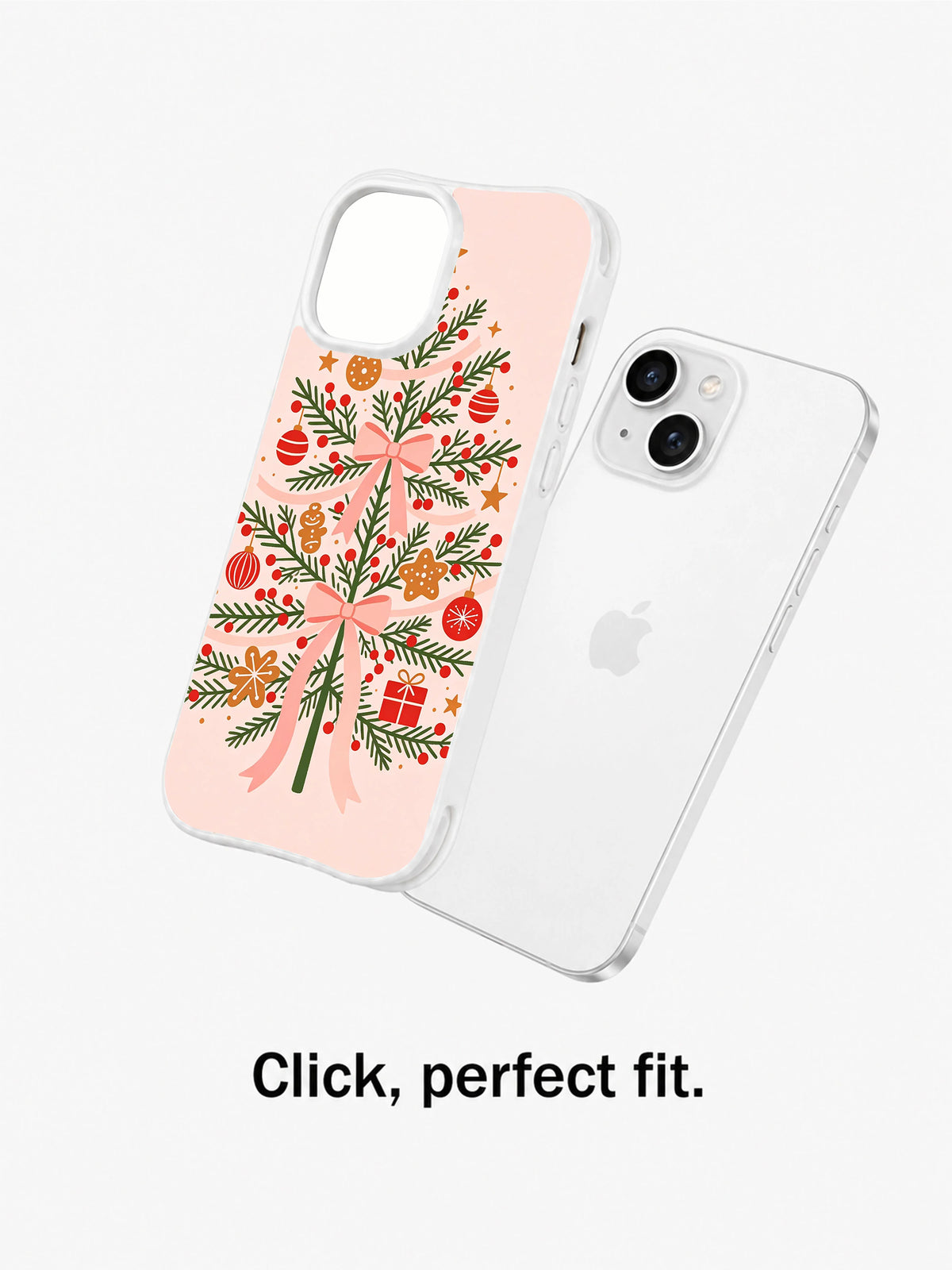 Bow and Berry Holiday iPhone 14 Plus case fit view