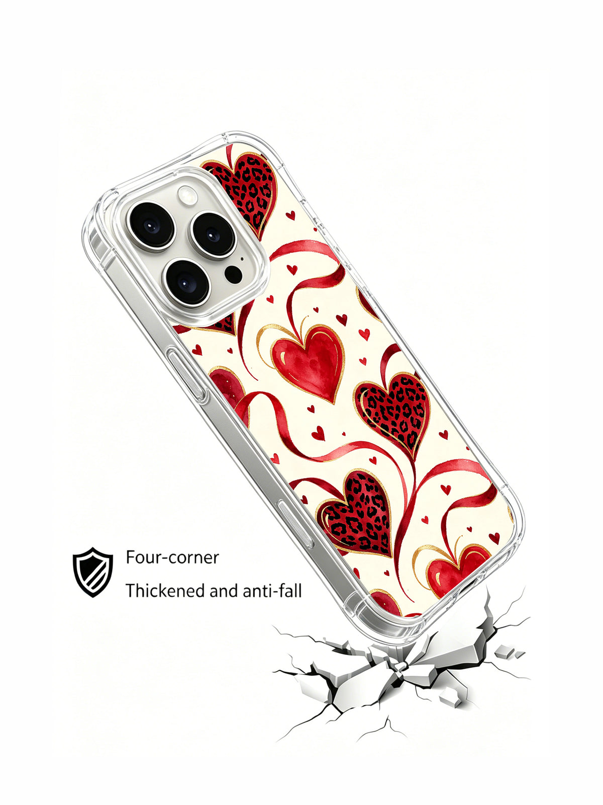 Bow of Brave Hearts leopard heart iPhone 16 Pro case view 4