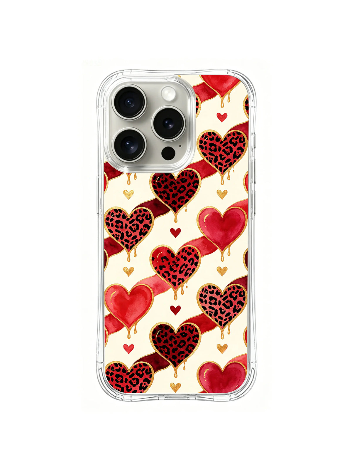 Leopard Heart Parade artwork for iPhone 16 Pro case