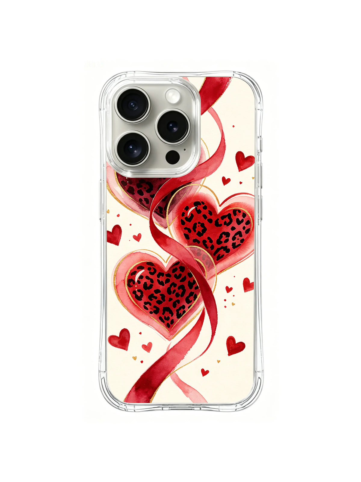 Watercolor Heart Ribbons artwork for iPhone 16 Pro case