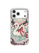 Heart Lake Waltz swan and red bow artwork on an iPhone 17 Pro Max case