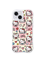 Ribbon Loop Cat Parade pattern iPhone 15 case