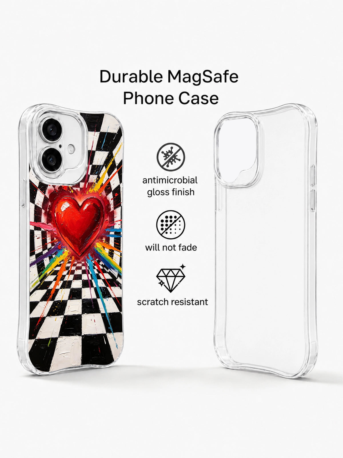 Brave Heart Signal iPhone 16 Plus case clear MagSafe construction