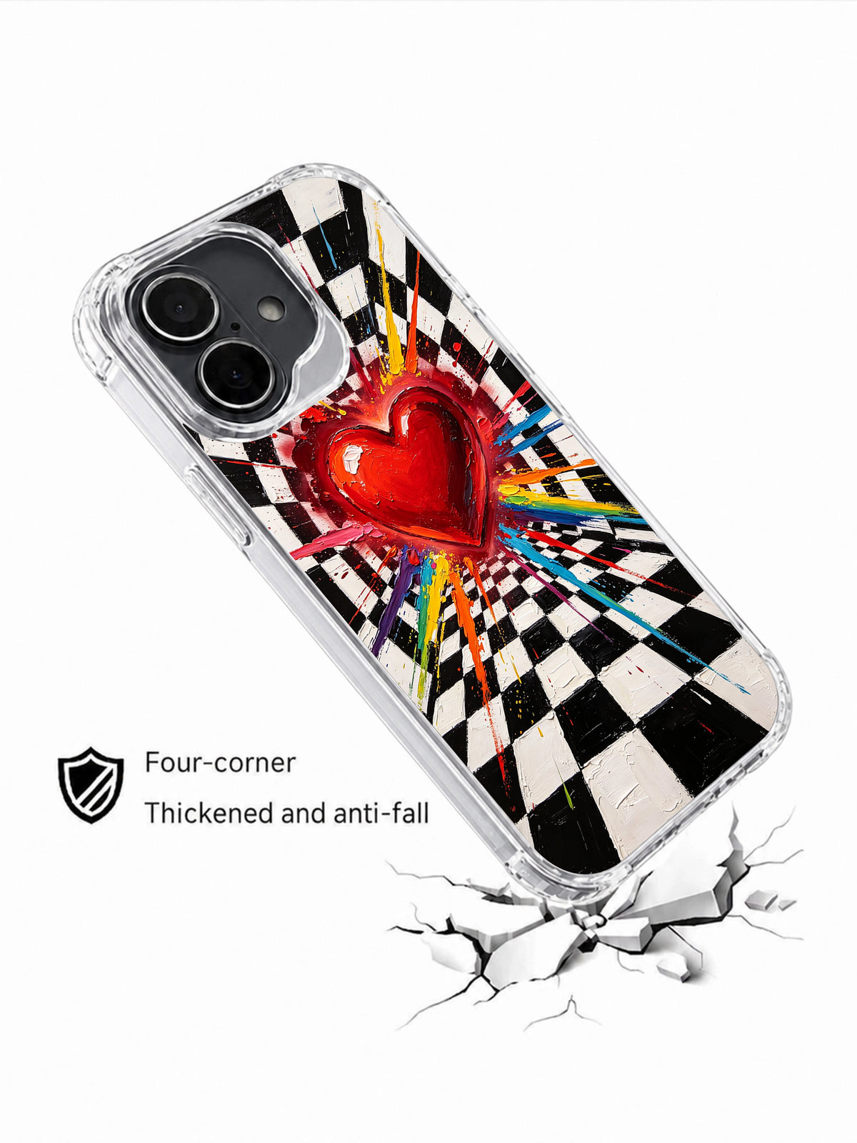 Brave Heart Signal iPhone 16 Plus case anti-fall view
