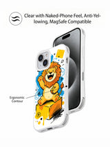 Brave Little Lion iPhone 13 case shown with clear contour and camera opening details