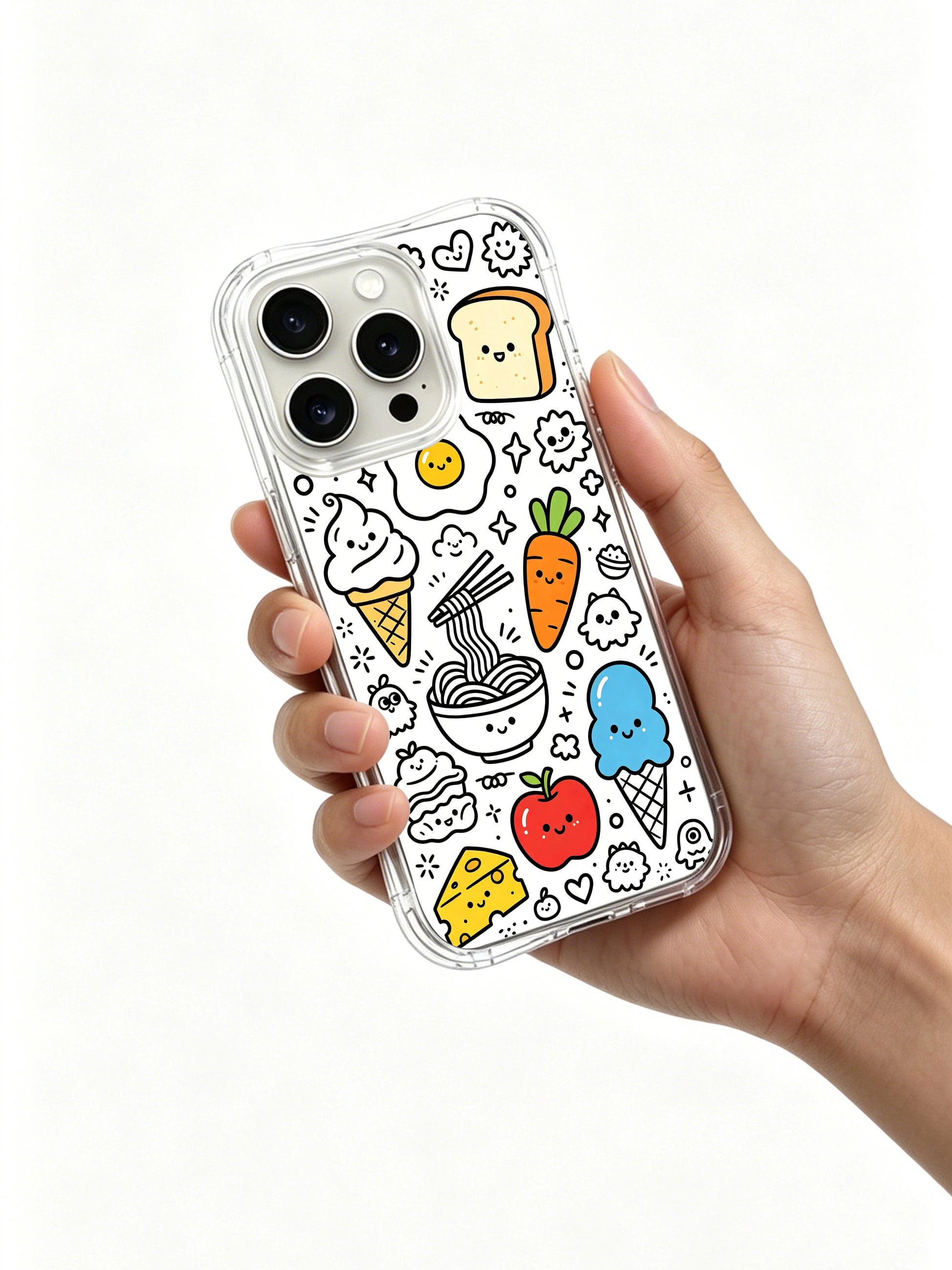 Friendly bread, egg and cheese critter gathering design iPhone 15 pro Case, durable phone casing with antimicrobial finish exclusively from PhoneCasing.