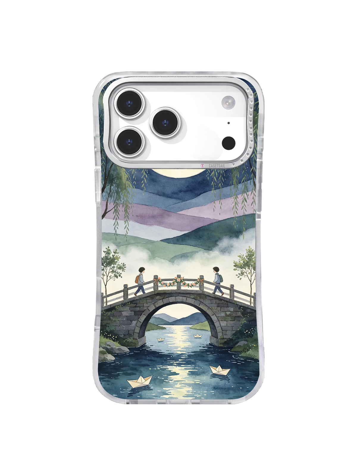 The Bridge Where Wishes Met floral garland bridge iPhone case artwork