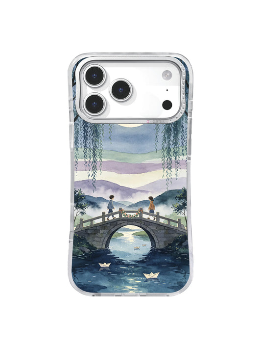 The Bridge Where Wishes Met moonlit meeting bridge iPhone case artwork