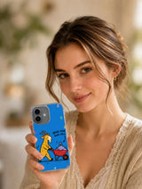 Lifestyle view of a woman holding the Bring Your Own Hill iPhone 16 case