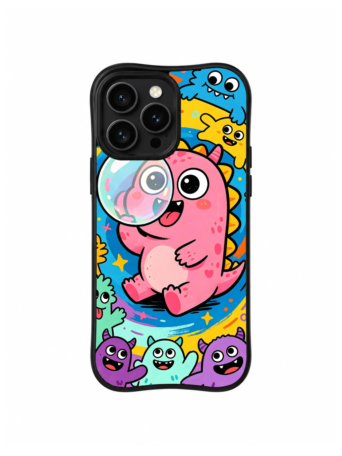 Pink Bubble Beast: Büyük pembe canavar yıldızlar ve küçük yaratıklar arasında balon şişirir.