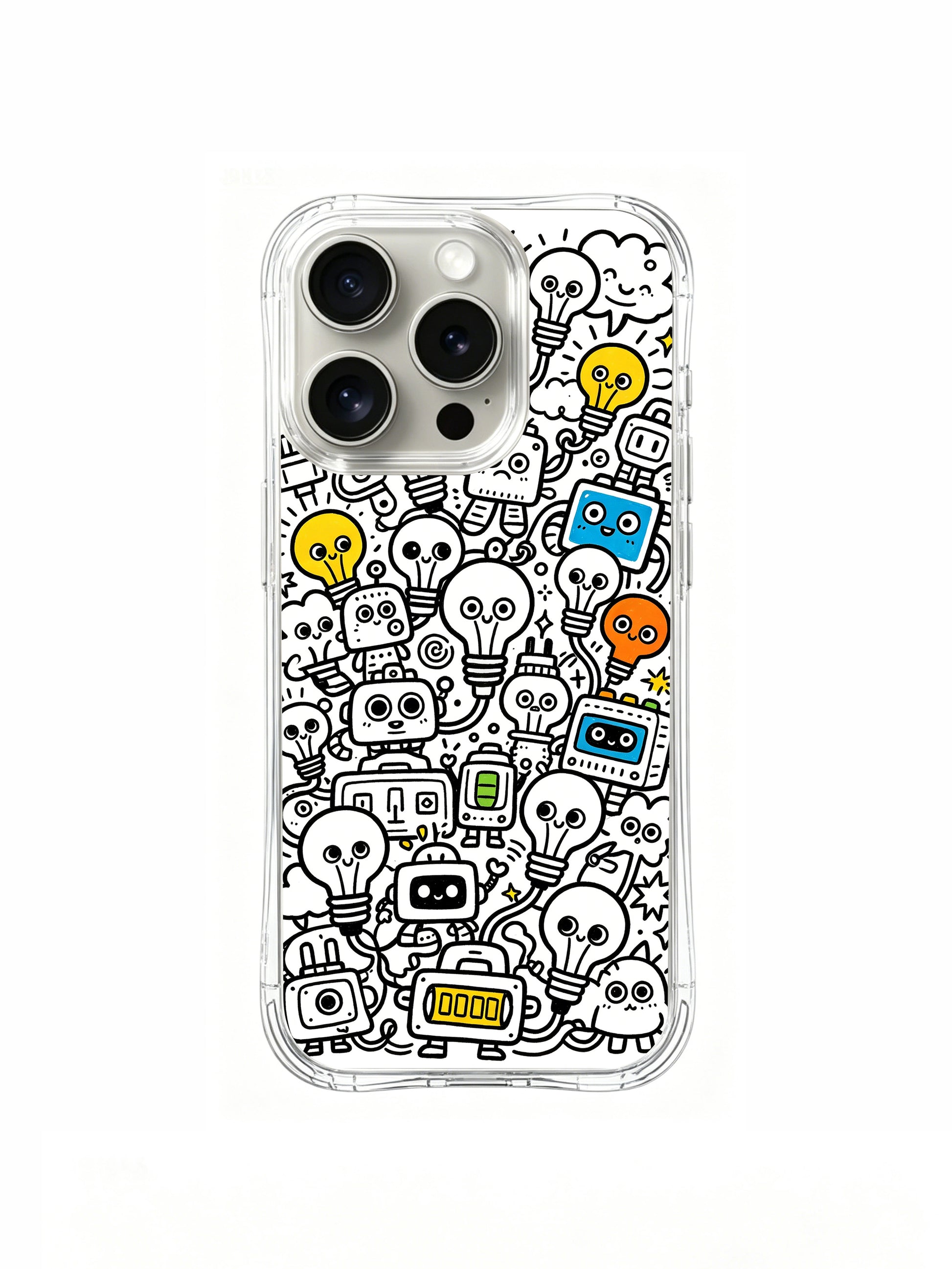 Whimsical bulb head club doodle iPhone 15 pro Case from PhoneCasing, original Nico Scribble illustrated phone casing crafted at our California factory, charming art phone cover for US creative women collectors.
