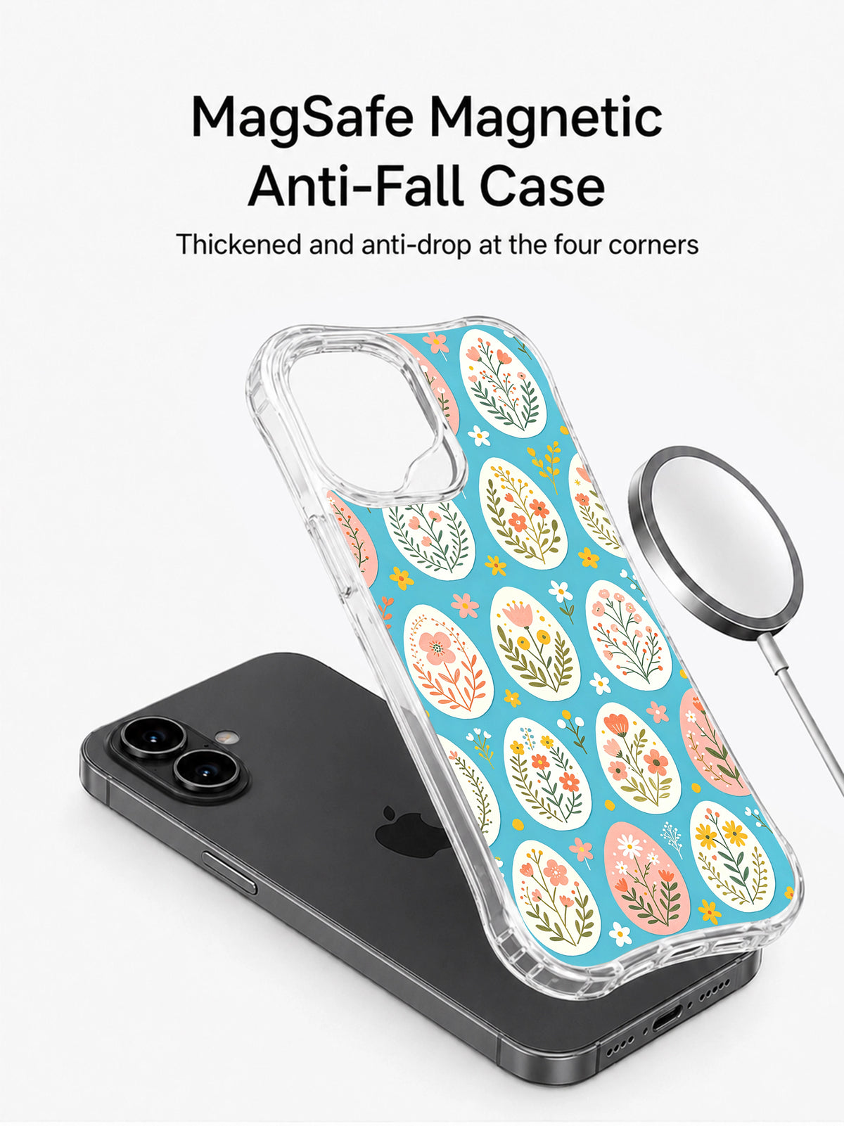 Bunny Garden Without Bunny: Phone and separate illustrated case beside a round accessory.