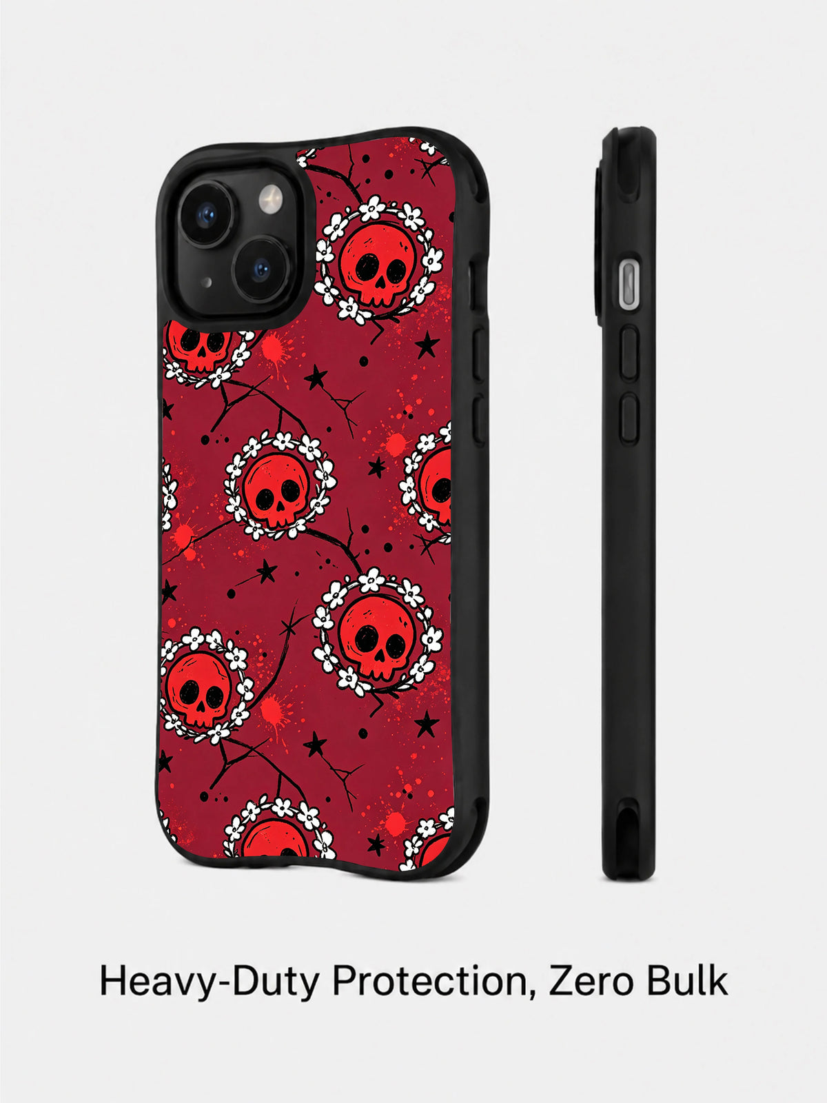 Burgundy Skull Flower Garden: rear and side presentation of the case.