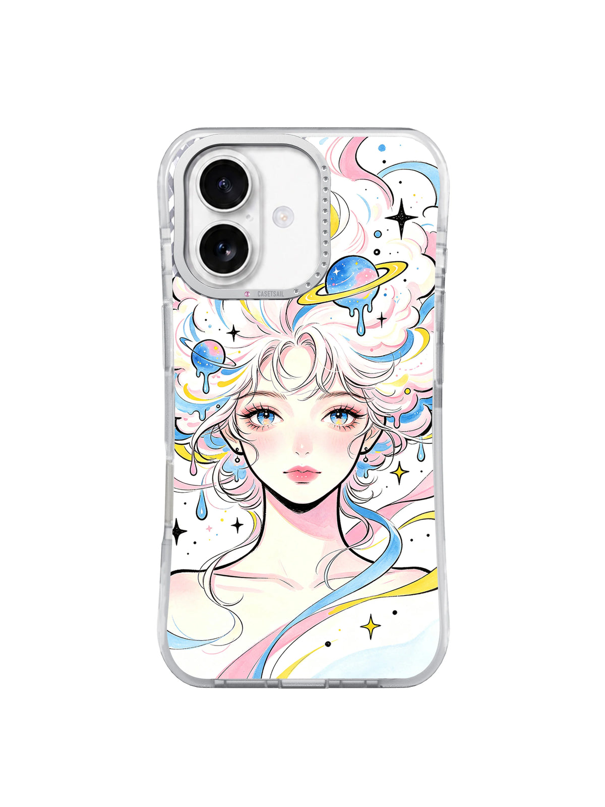Buttercream Cosmos pastel celestial portrait iPhone 17 case front view