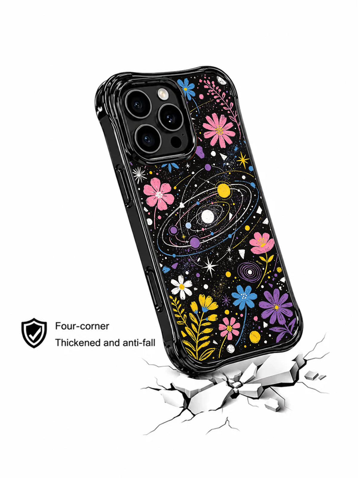 Buttercup Orbit floral galaxy phone case lifestyle view