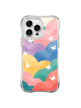 Butterfly Petal Hills: White butterflies float over rounded pastel hills like flower petals.