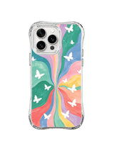 Garden Butterfly Vortex: White butterflies circle a pastel green, pink and yellow vortex.