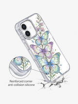 Butterfly Garden Reverie iPhone 17 case angled view