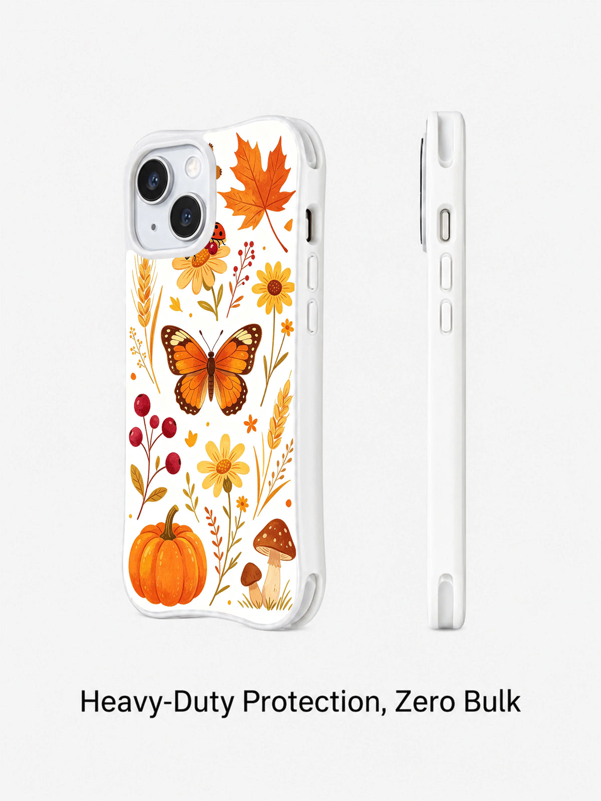 Butterfly Harvest Meadow: Illustrated rear phone and narrow side profile shown together.