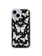 Butterfly of the Hollow Night black and white gothic butterfly iPhone 15 Plus case front view