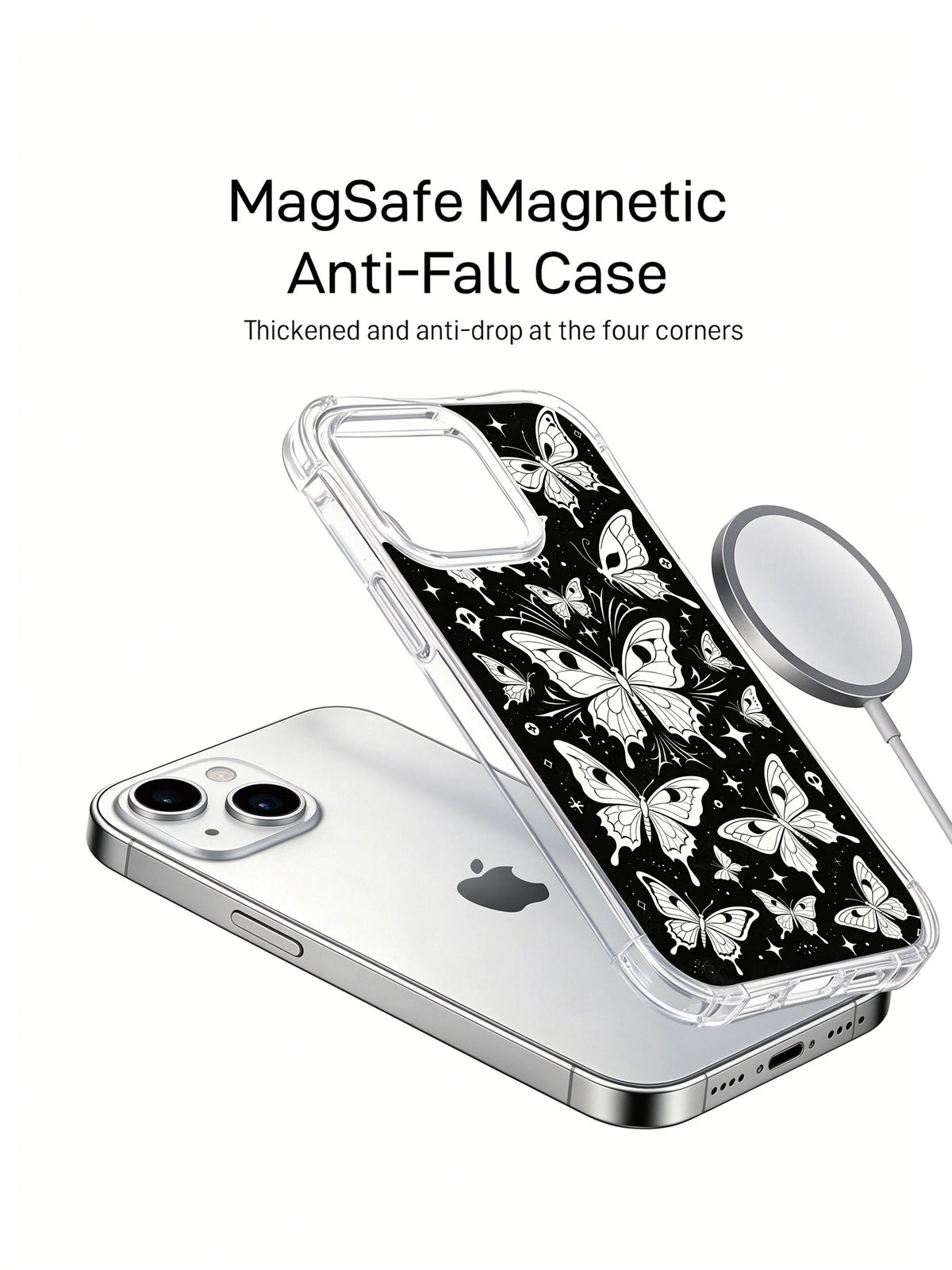 Butterfly of the Hollow Night iPhone 15 Plus case in angled accessory display