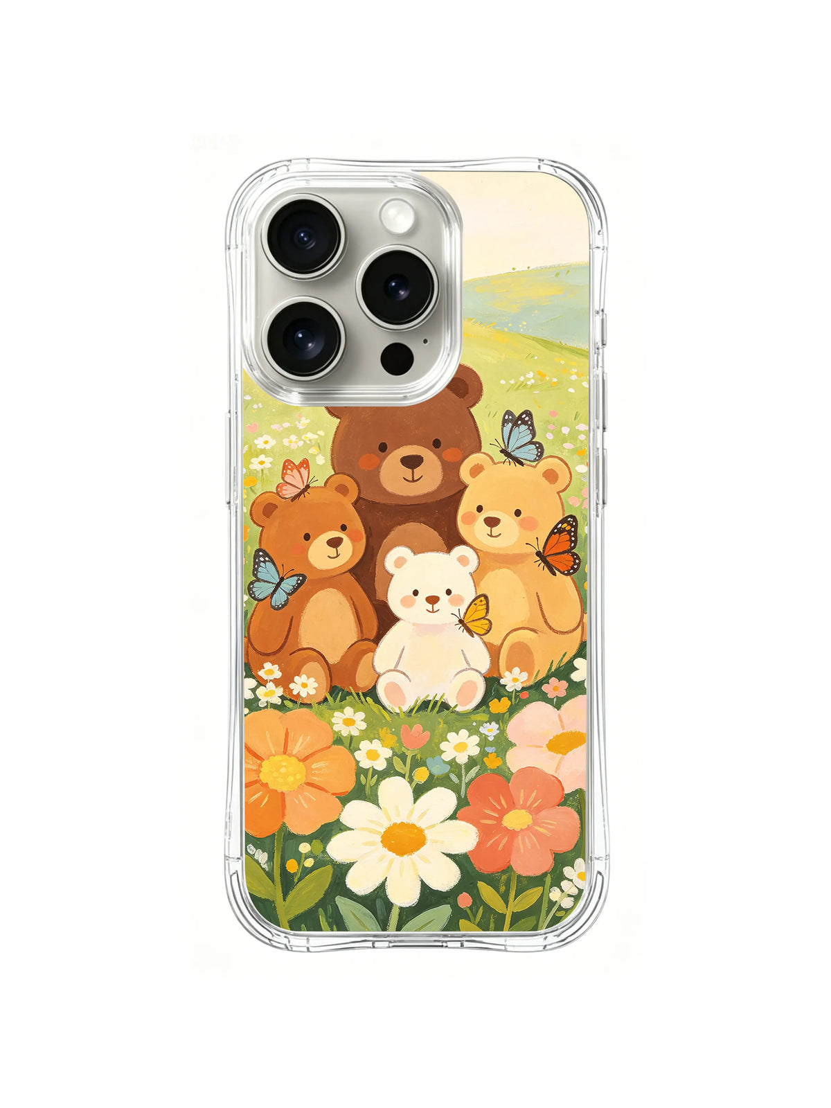 Four Bears in Wildflower Bloom artwork for iPhone 14 Pro Max case
