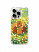 Butterfly Meadow Bears floral art iPhone 14 Pro Max case front view