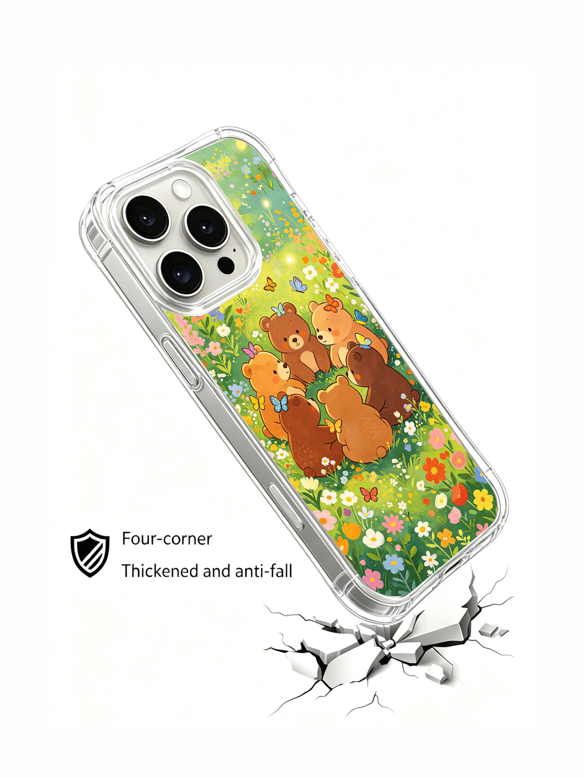 Butterfly Meadow Bears floral case side presentation