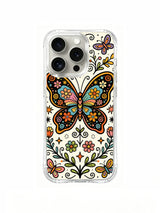 Butterfly Melody iPhone 14 Pro case folk floral art front view