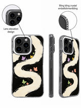 Butterfly phone case rhinestone camera frame detail