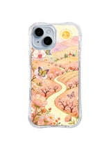 Peach Butterfly Orchard: A cream path winds through peach blossom trees, butterflies, flowers and small cottages.