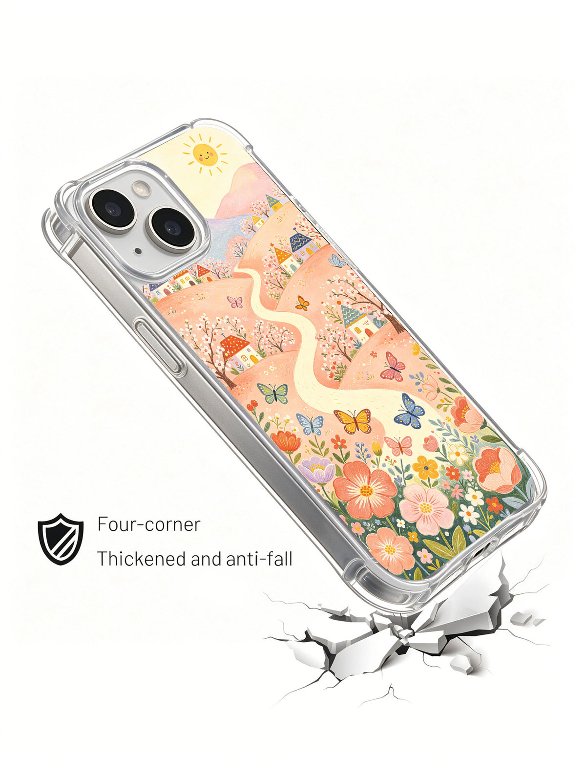 Angled impact graphic with unsupported four-corner anti-fall claims