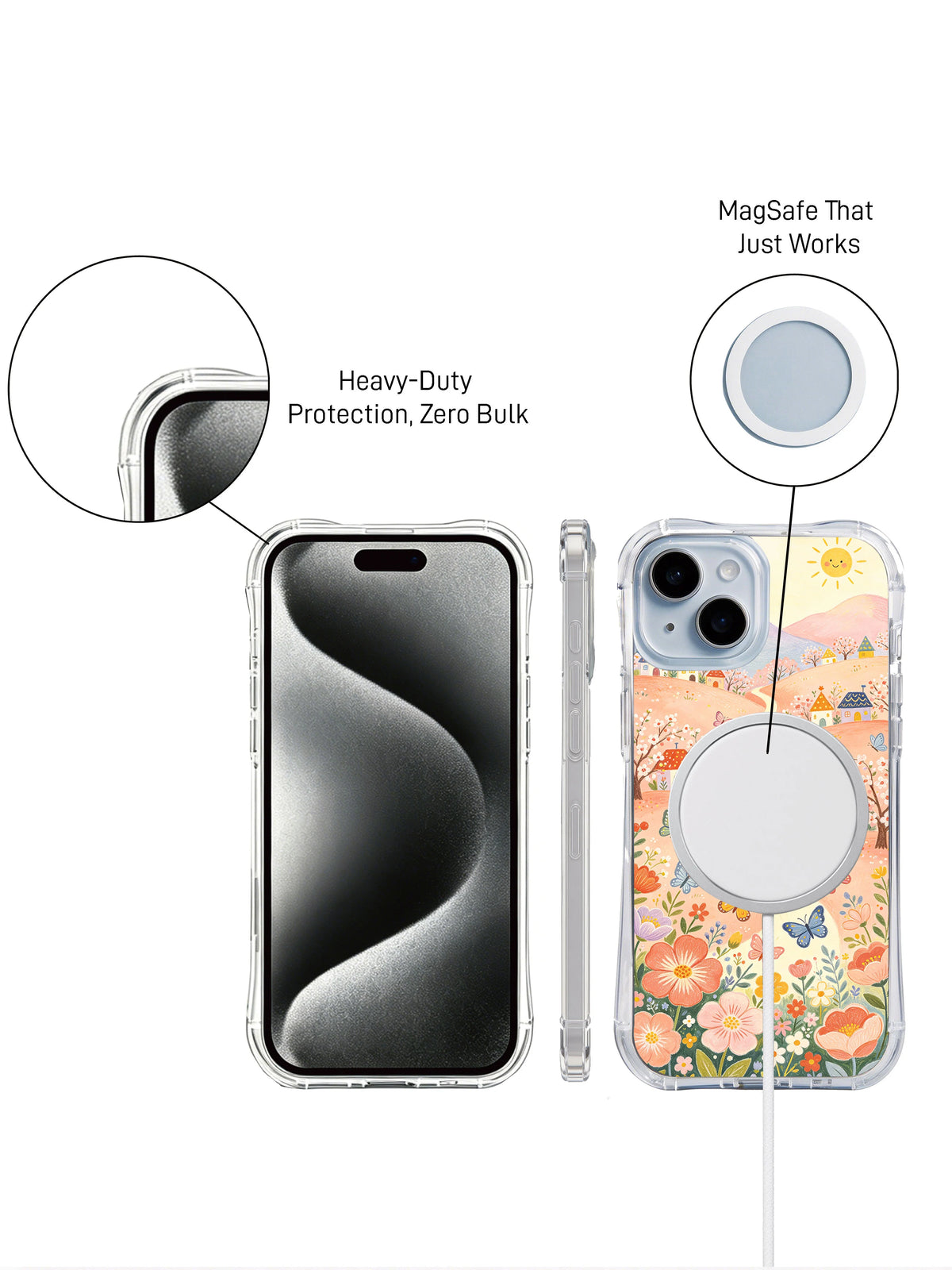 Front, side and rear graphic with unsupported MagSafe and protection claims