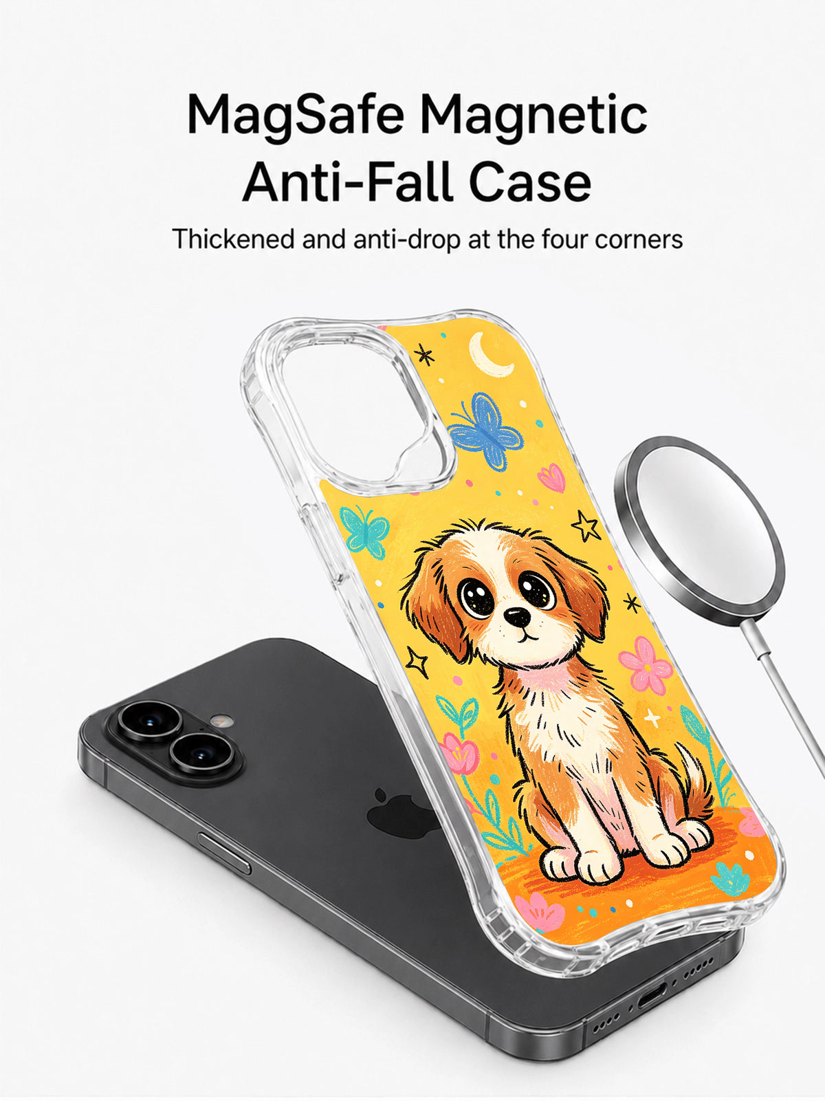 Butterfly Puppy iPhone 16 Plus case side view