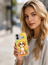 Butterfly Puppy illustrated phone case in hand