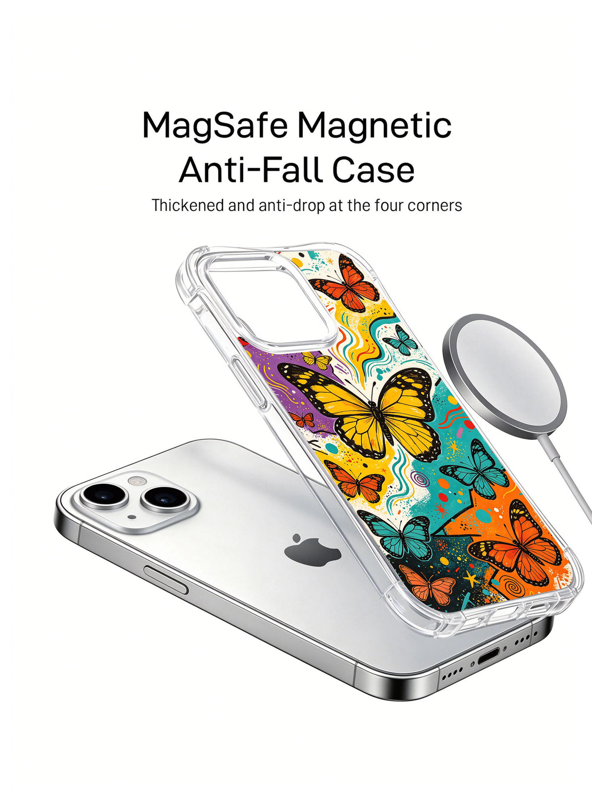 Butterfly Rhythm Rhapsody iPhone 15 Plus case magnetic view