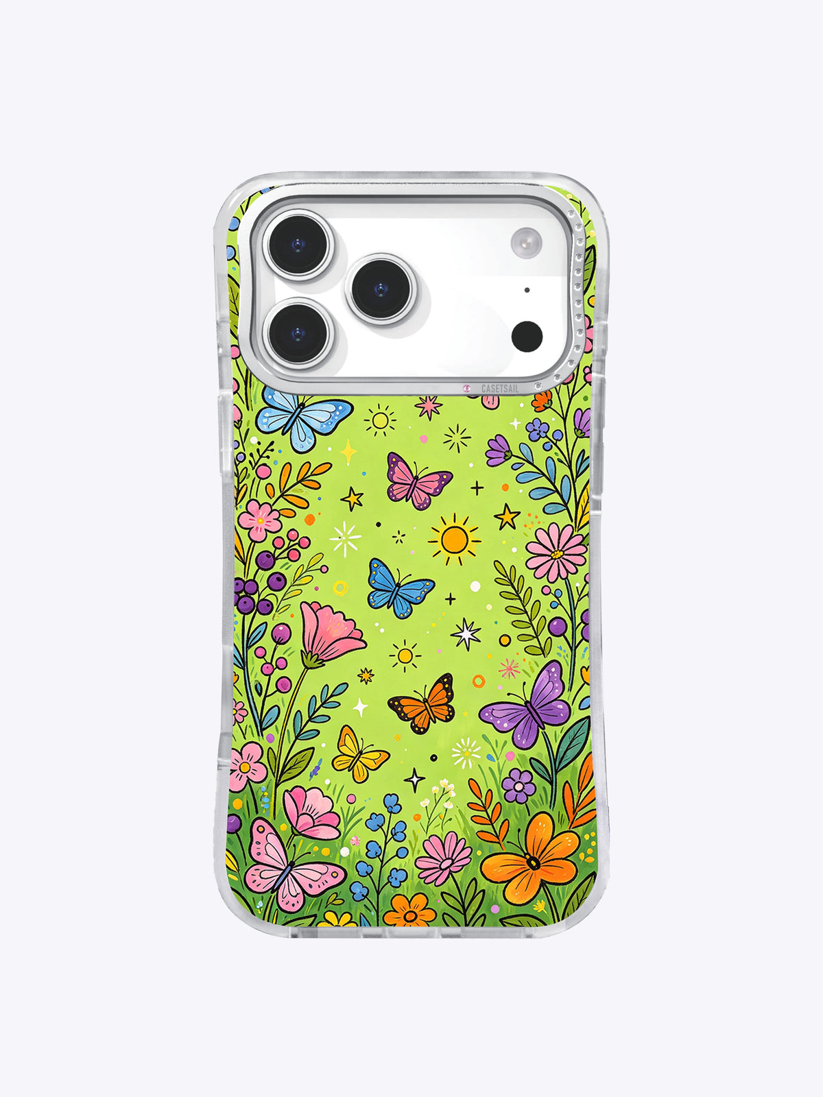 Butterfly Secret Meadow iPhone 17 Pro Max case front view