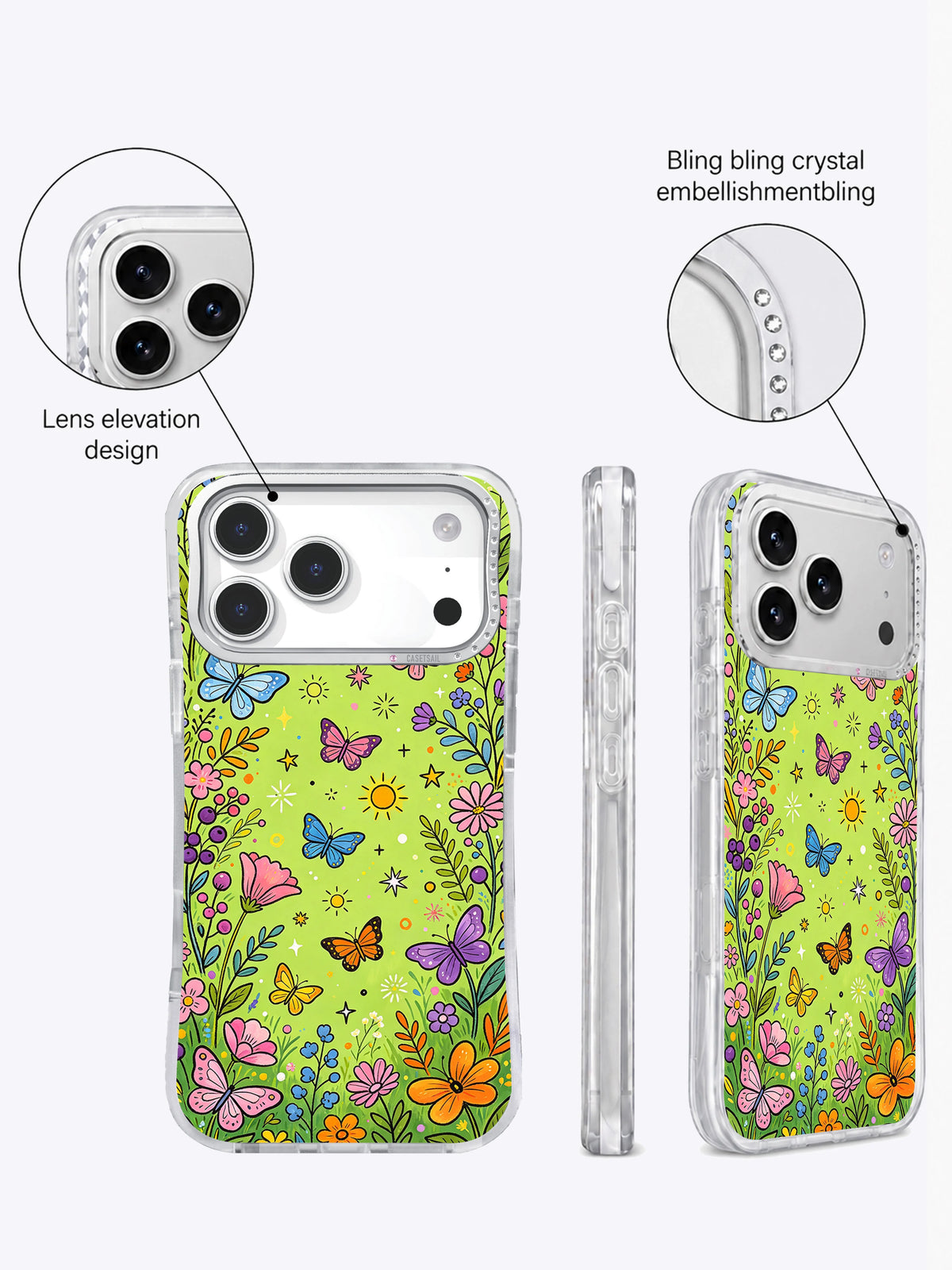 Butterfly Secret Meadow iPhone 17 Pro Max case artwork detail