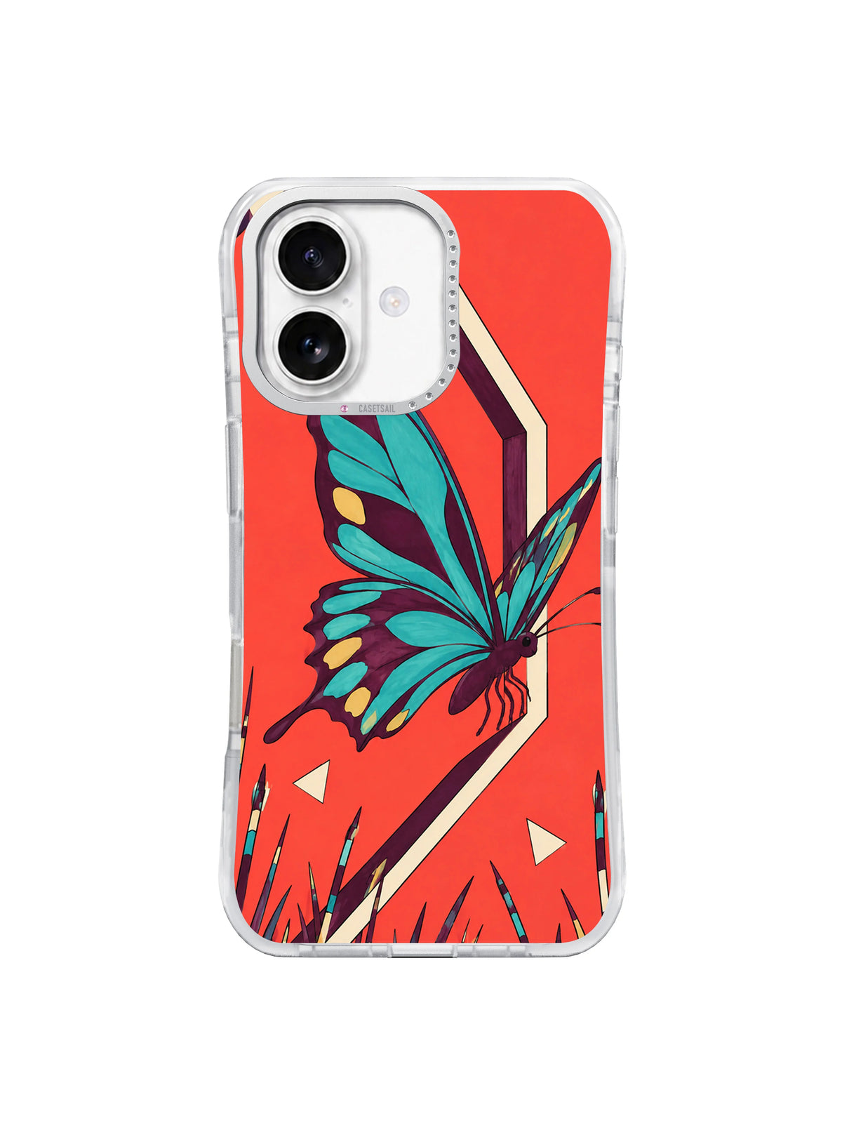 Front view of Butterfly at the Side Entrance iPhone 17 case