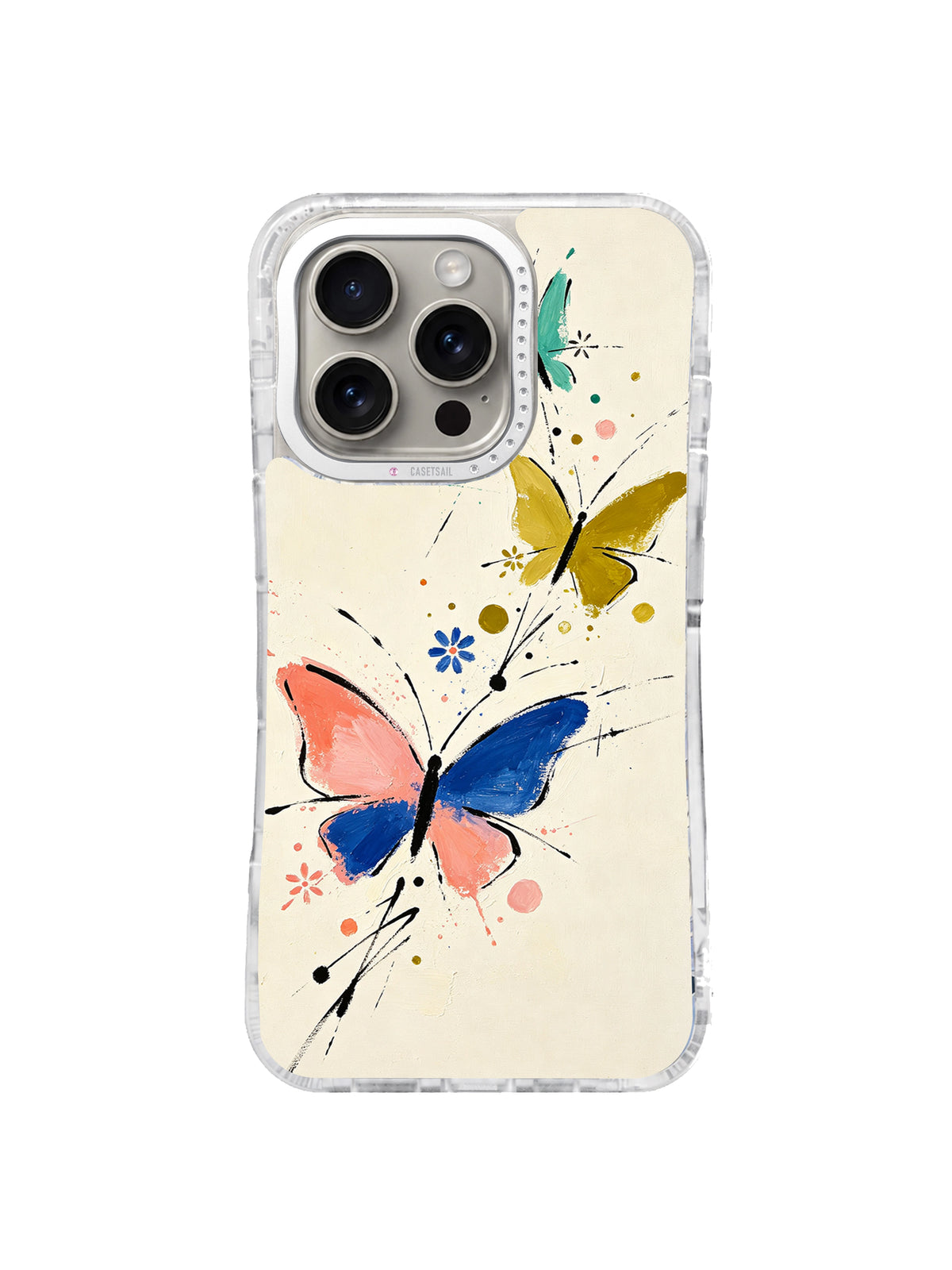 Butterfly Whispers painted art iPhone 16 Pro case front view