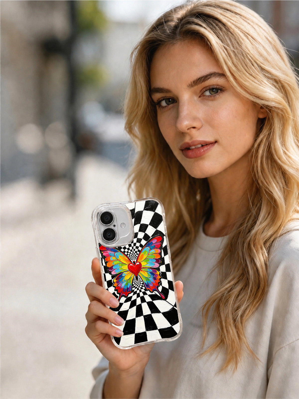 Butterfly Wing Signal iPhone 16 Plus case hand painted art