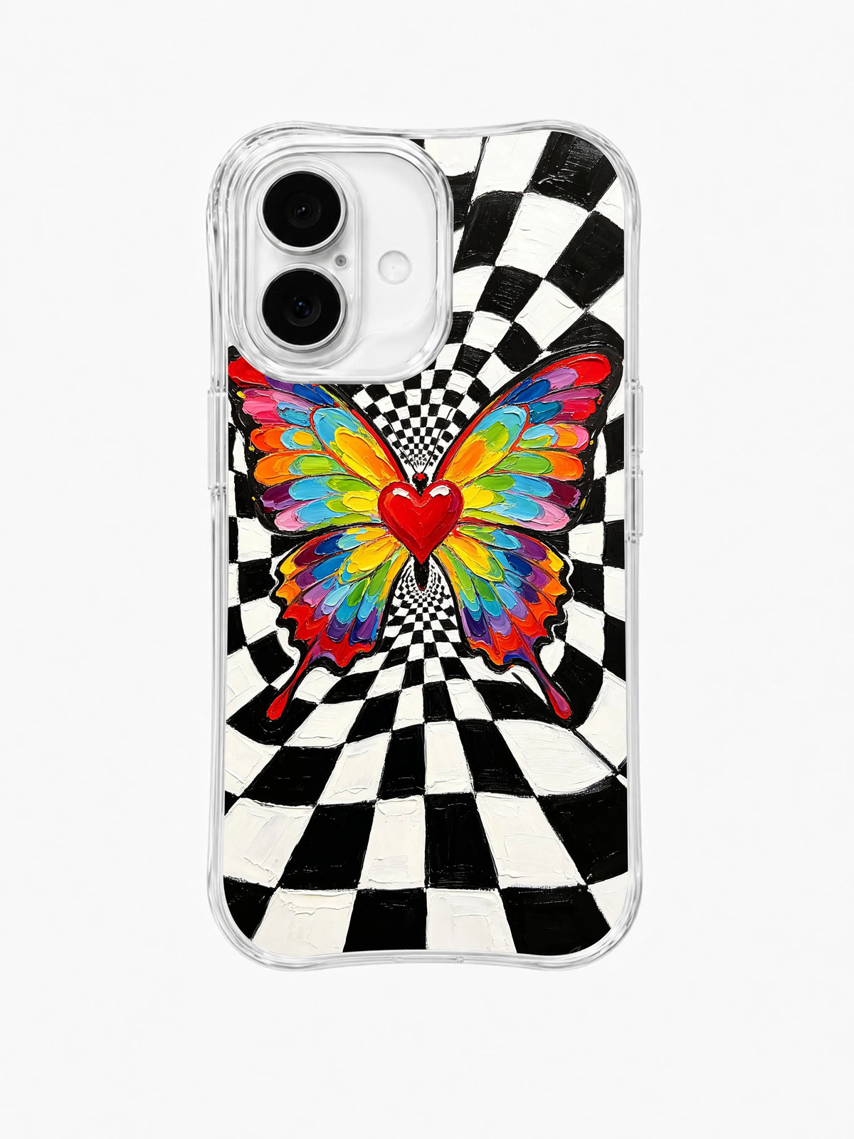 Rainbow Heart Wings pattern iPhone 16 Plus case