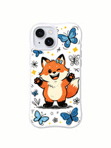 Front view of Butterfly Wink Fox artwork on an iPhone 13 case